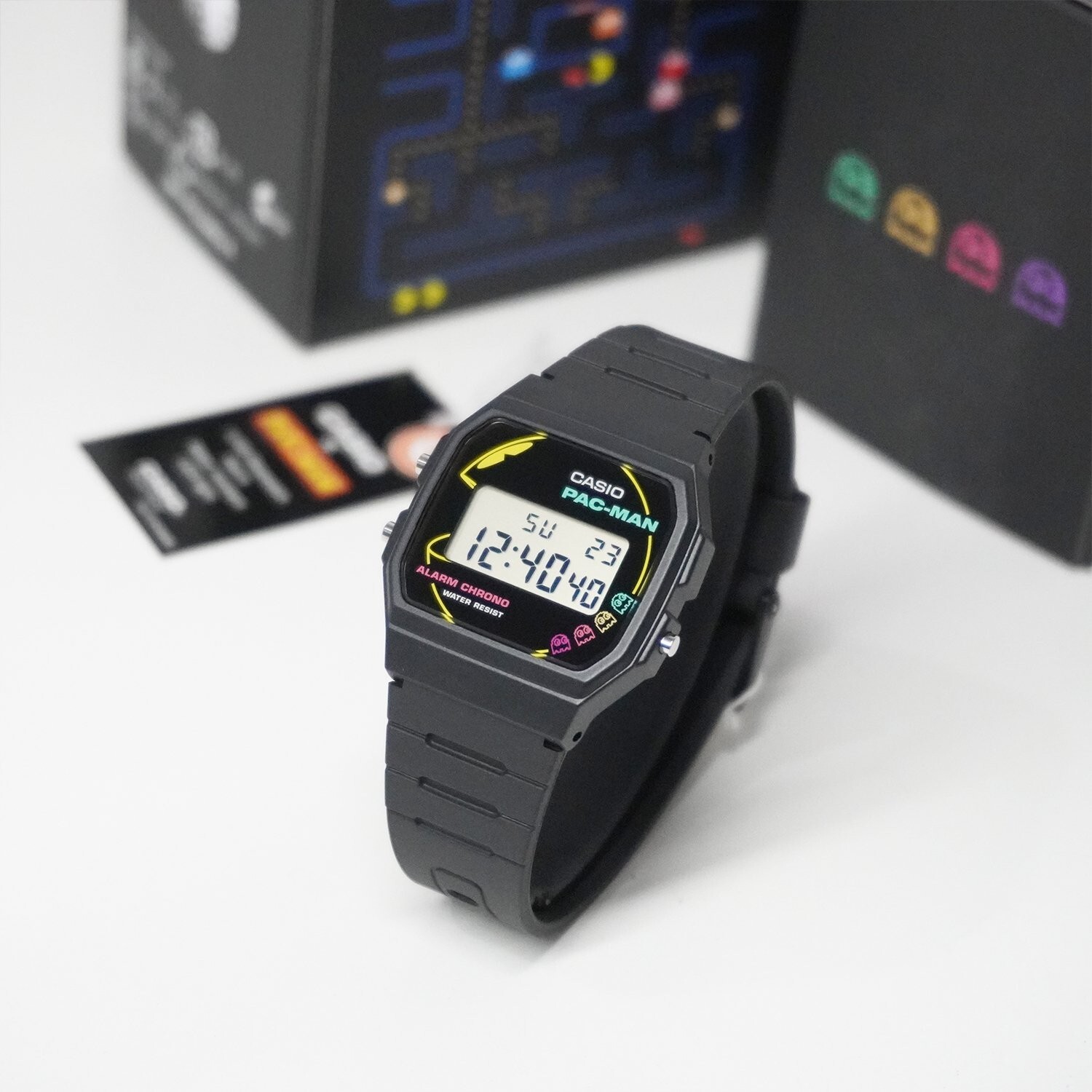 Casio F-91WPC-1A Pop “WAKA WAKA” PAC-MAN collaboration Digital Black Youth Watch