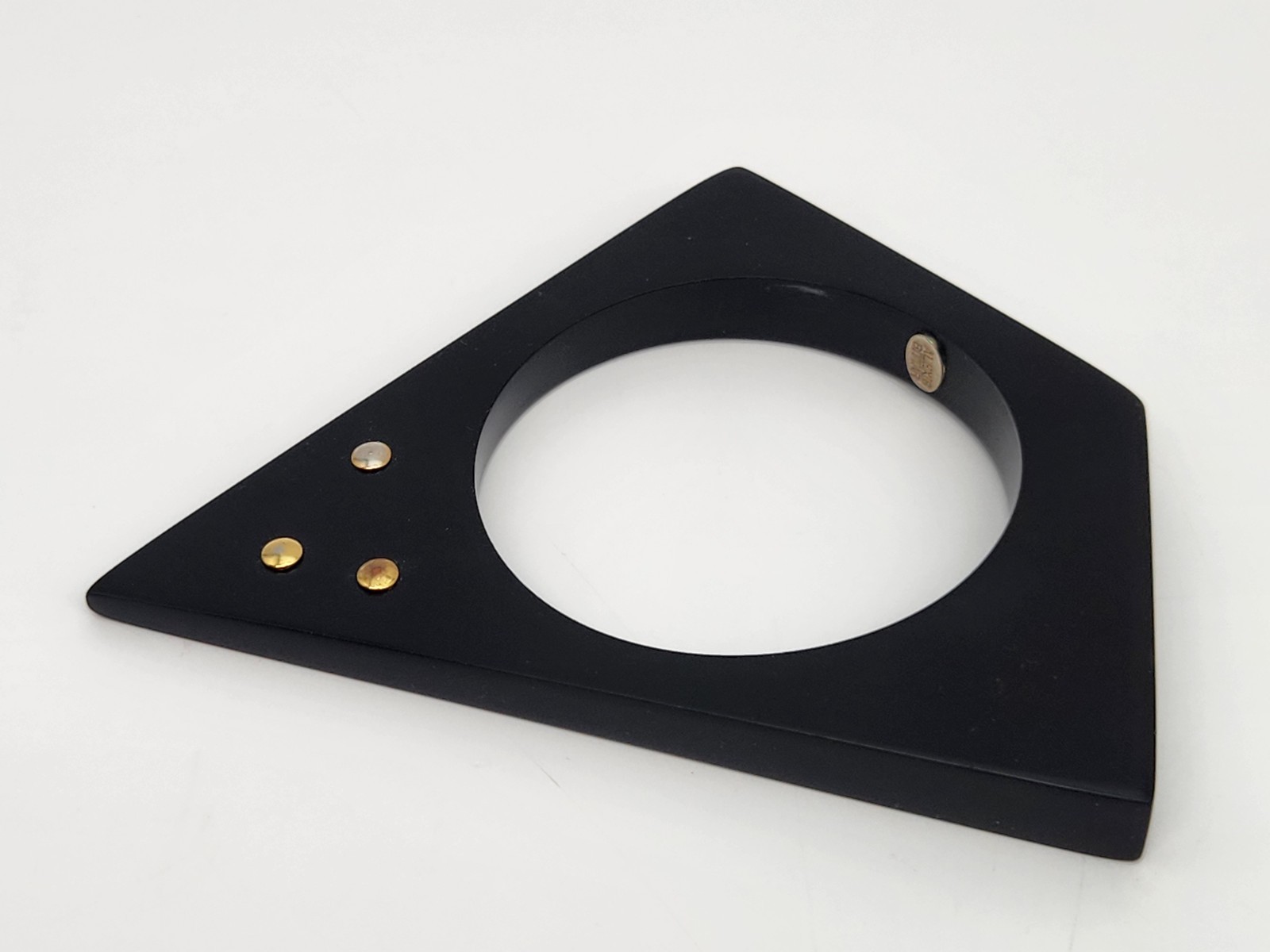Alexis Bittar Asymmetrical Pentagon Black Lucite Mod Bangle Bracelet