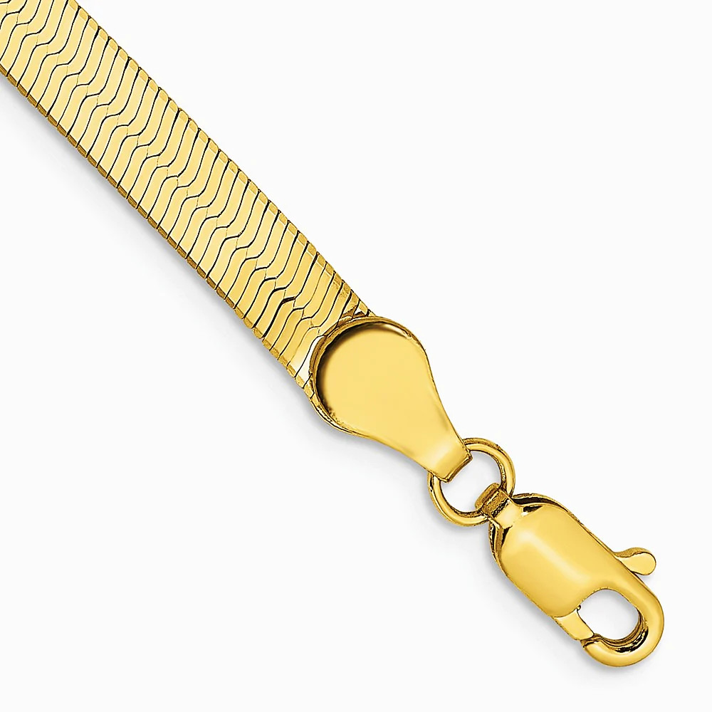 14K Yellow Gold 4mm Silky Herringbone Chain Bracelet 7″-8″