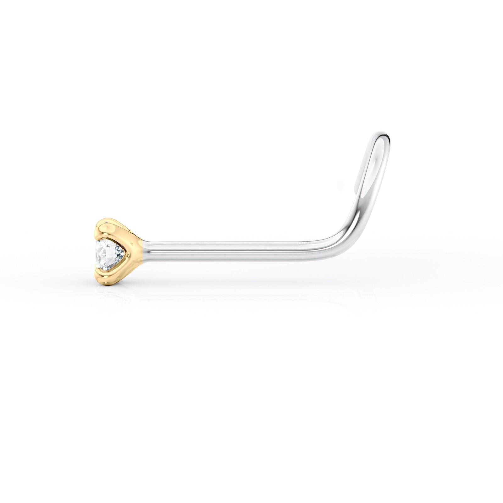 Titanium and 14K Gold 0.02 Ct Lab Grown Diamond Stud Earrings, 10 MM