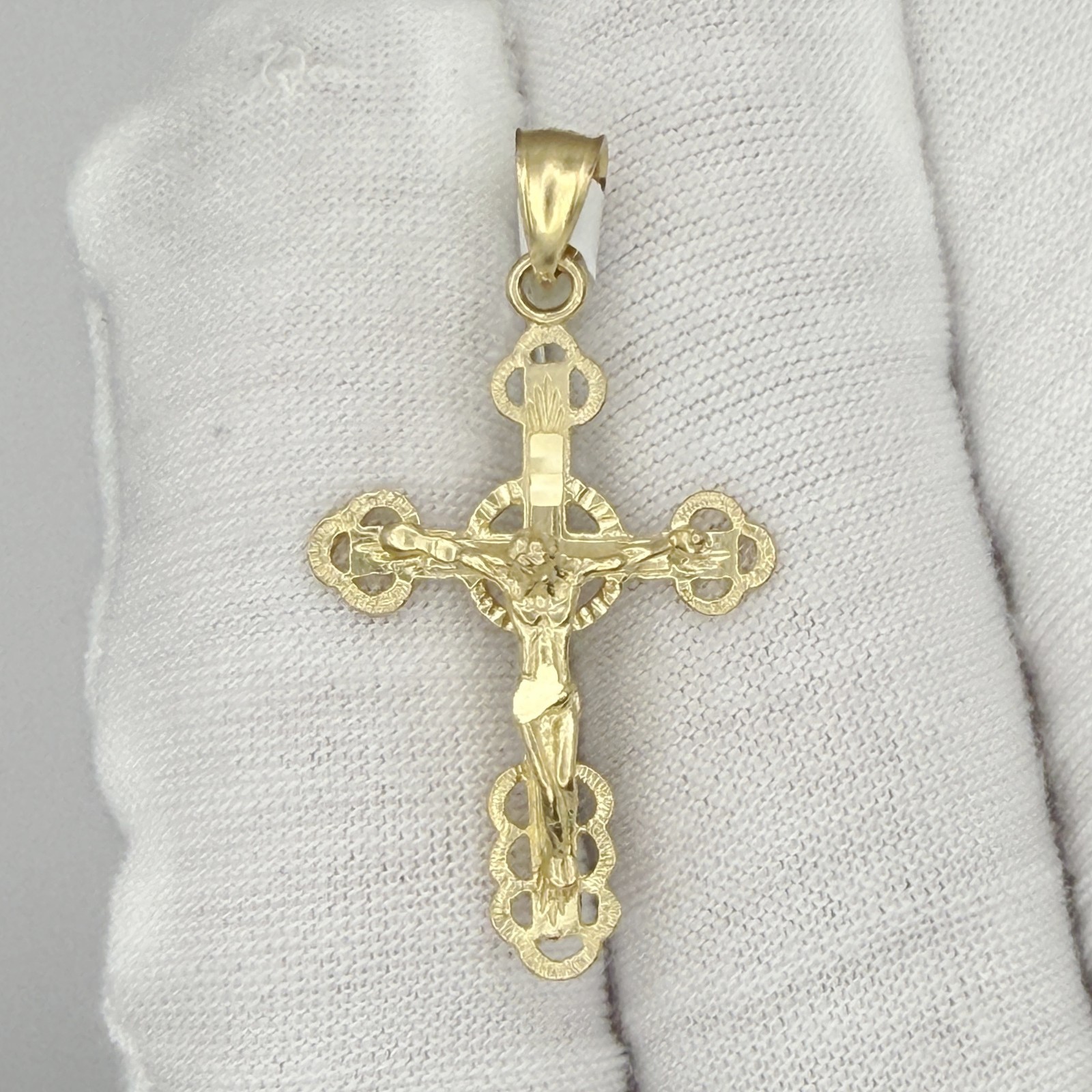 10k Yellow Gold Crucifix Cross Religious Charm Pendant Jewelry Gift For Her
