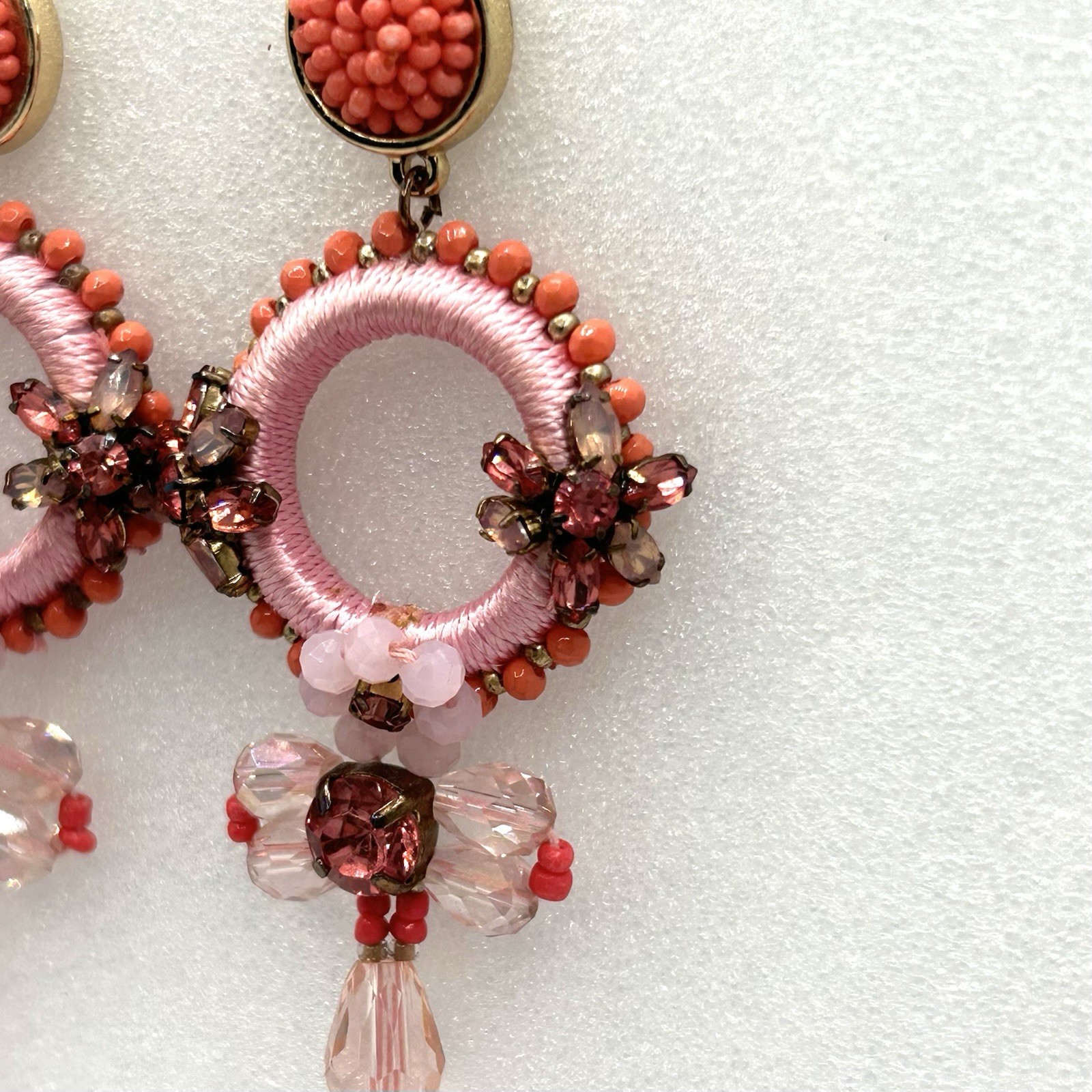 LILLY PULITZER Pink Coral Spritz Paradise Petals Statement Earrings No Tassels
