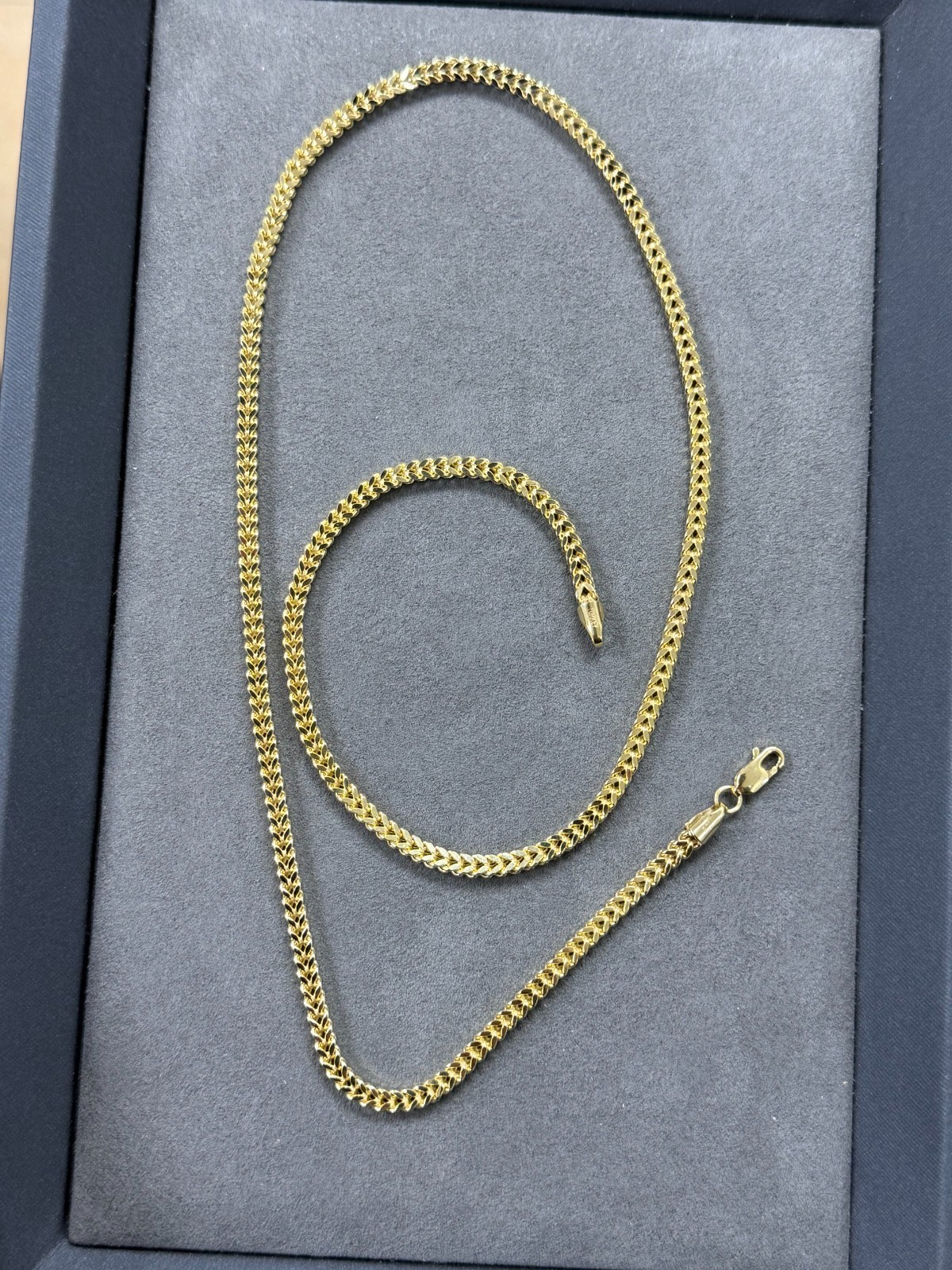 10K Yellow Gold 3.2mm Square Franco Wheat Foxtail Link Chain Necklace 22”