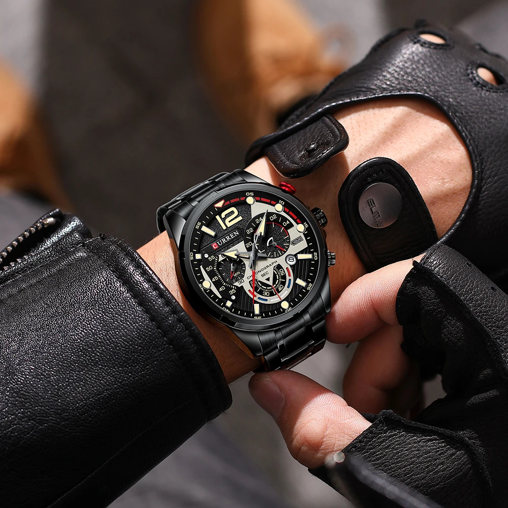 CURREN Men’s Chronograph Stainless Steel Casual Business Waterproof Quartz Watch