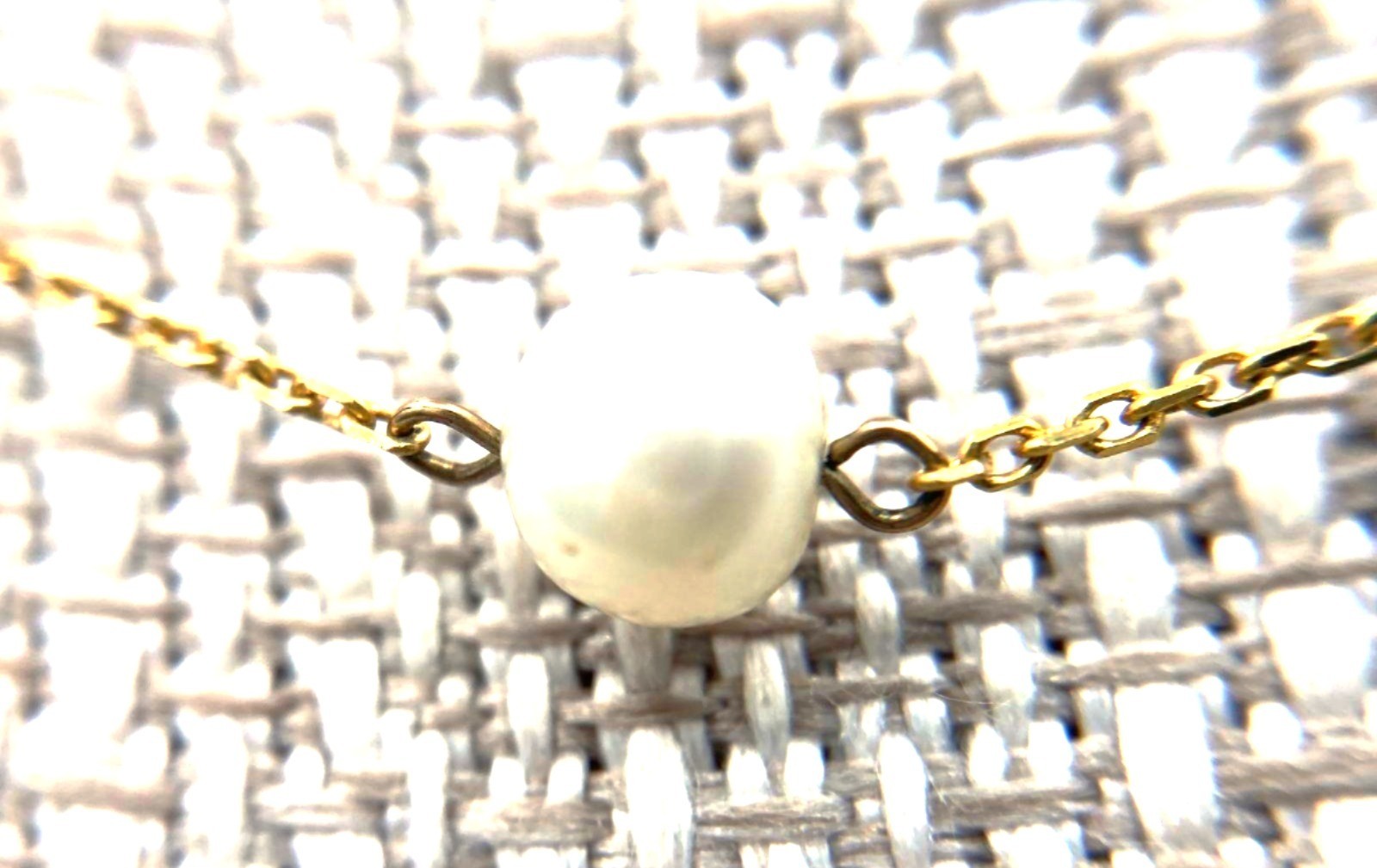 14K Solid Yellow Gold w/ Black & White Pearl Station Necklace 16″ 4gr Signed RCI
