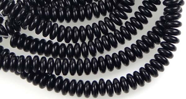 50 Czech Glass Rondelle Beads – Jet / black onyx 6x2mm