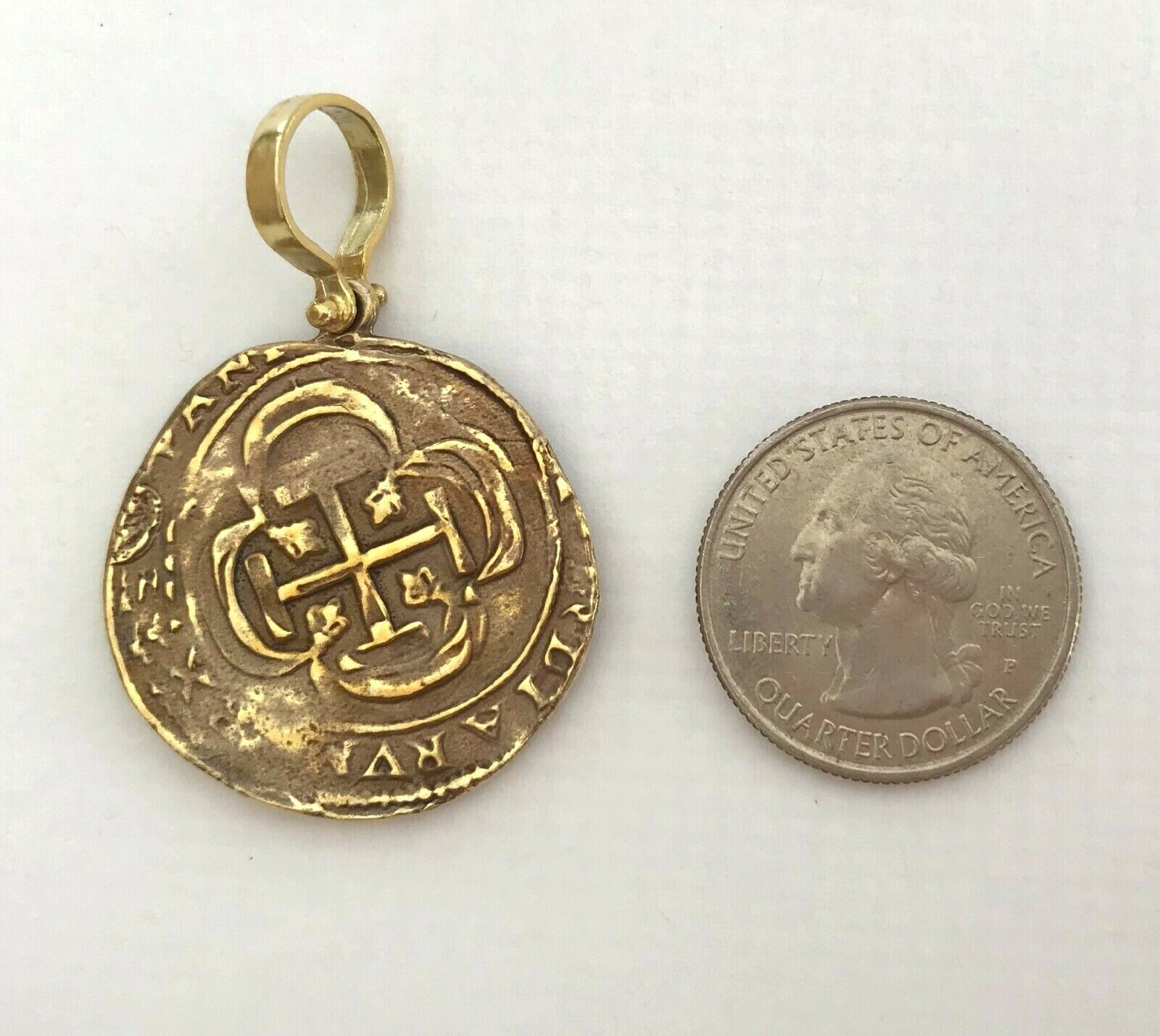 ATOCHA Coin Pendant 925 Sterling Silver Antique Gold Treasure Shipwreck Coin