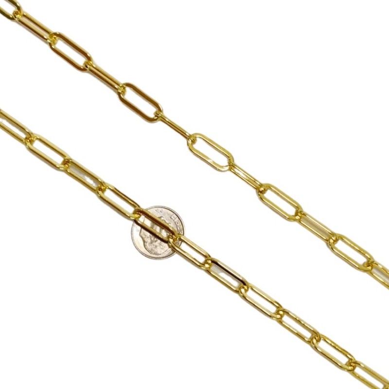 18k Yellow Gold 7mm Paperclip Chain Dainty Link Necklace Womens Mens 22″- 28″