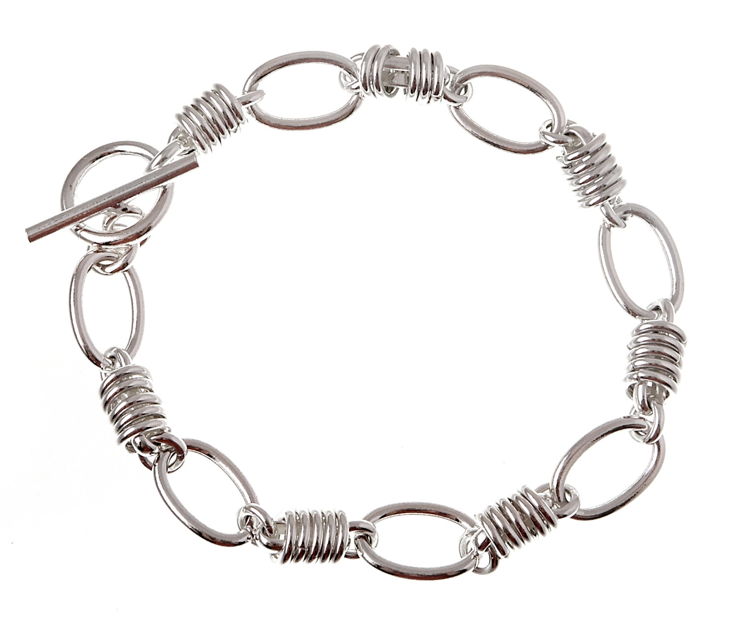 Sterling Silver Unique Toggle Bracelet 7.5 Inch Long