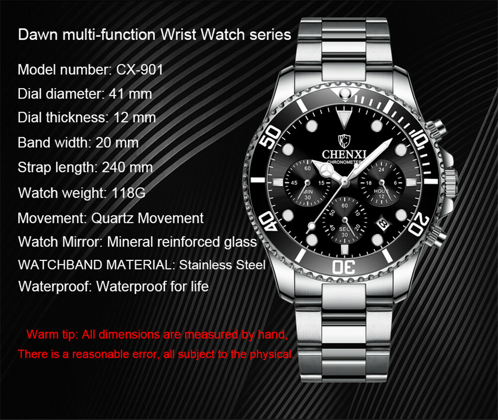 CHENXI Men Quartz Watch Casual Business Male Wristwatch Chronograph Date Watches