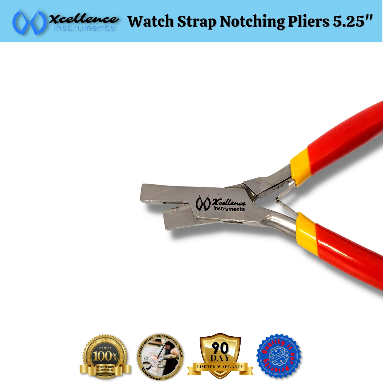Xcellence Leather & Rubber Watch Strap Notching Pliers Repair Tools 5.25″ Red