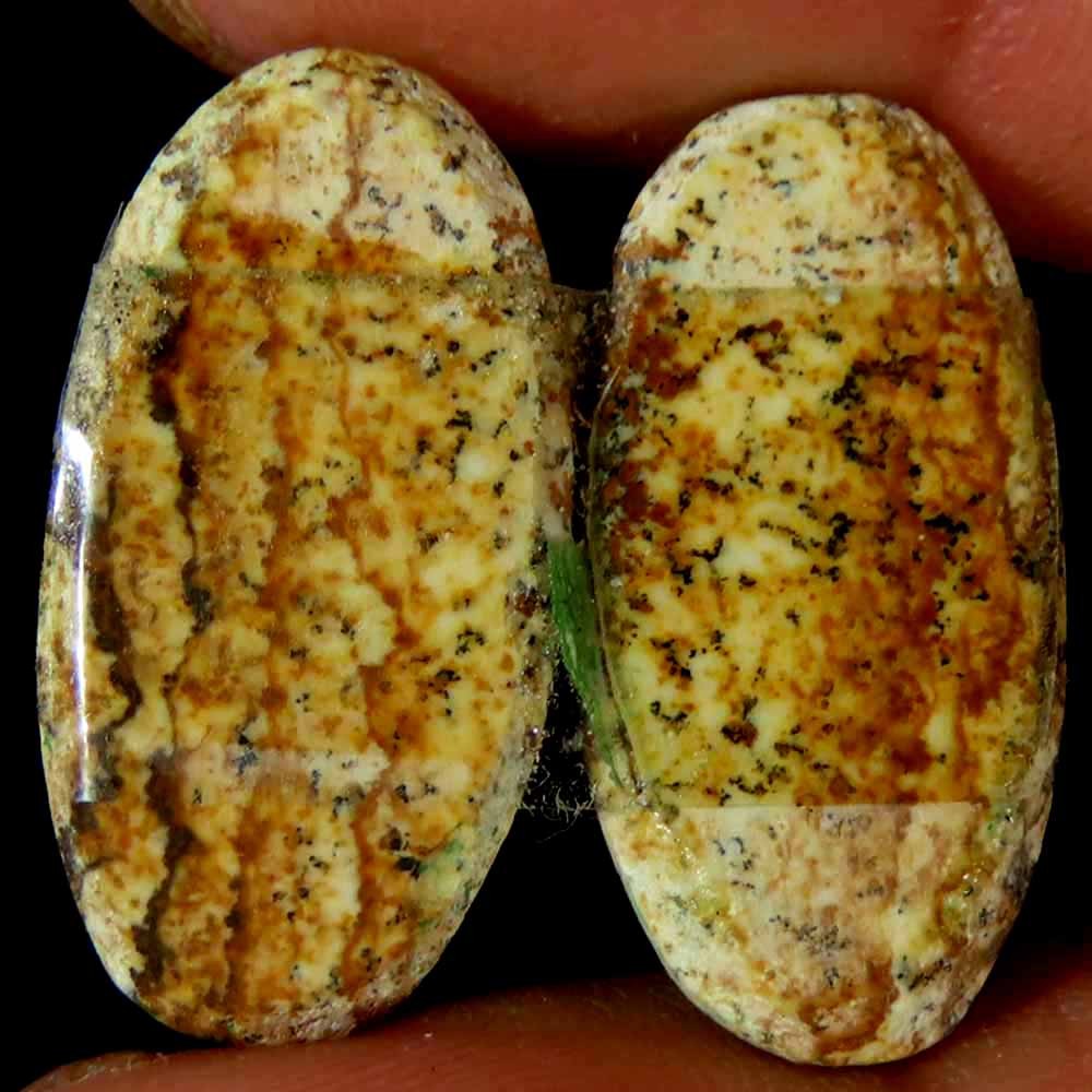17.00Cts.100%Natural Designer Picture Jasper Pair Oval Cab 12x23x3mm Gemstone