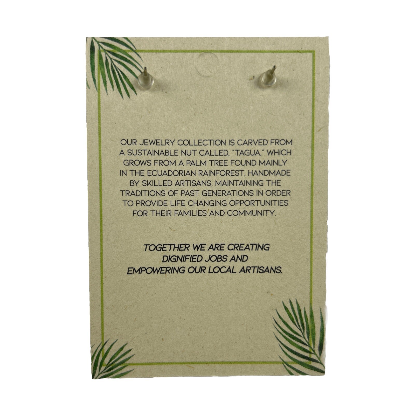 Fair Trade Tagua Nut Organic Earrings Jewelry (Sustainable & Eco-Friendly)