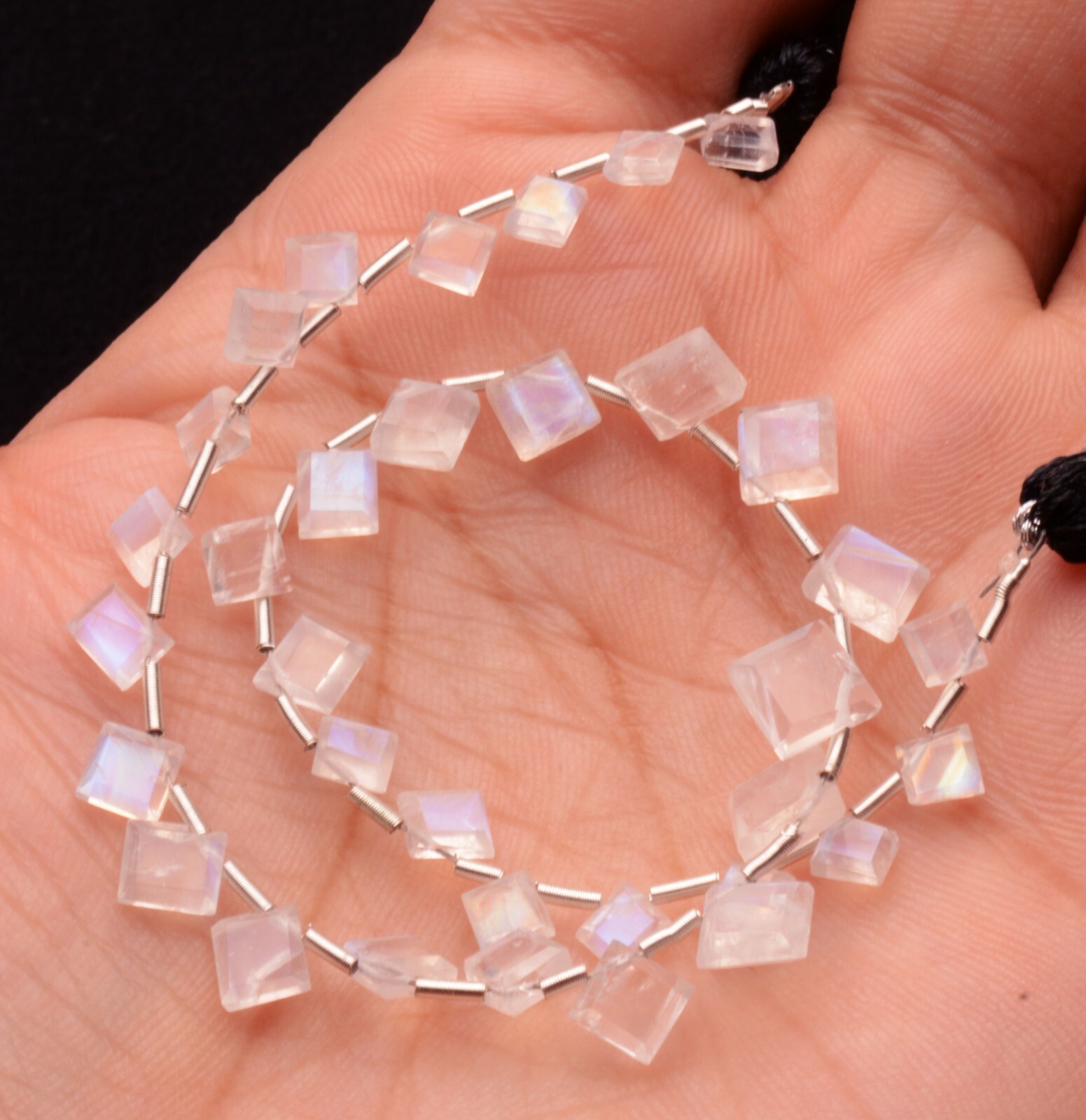 Blue Fire Rainbow Moonstone 4 to 6 mm Size Jewelry Making Beads 9″ Strand