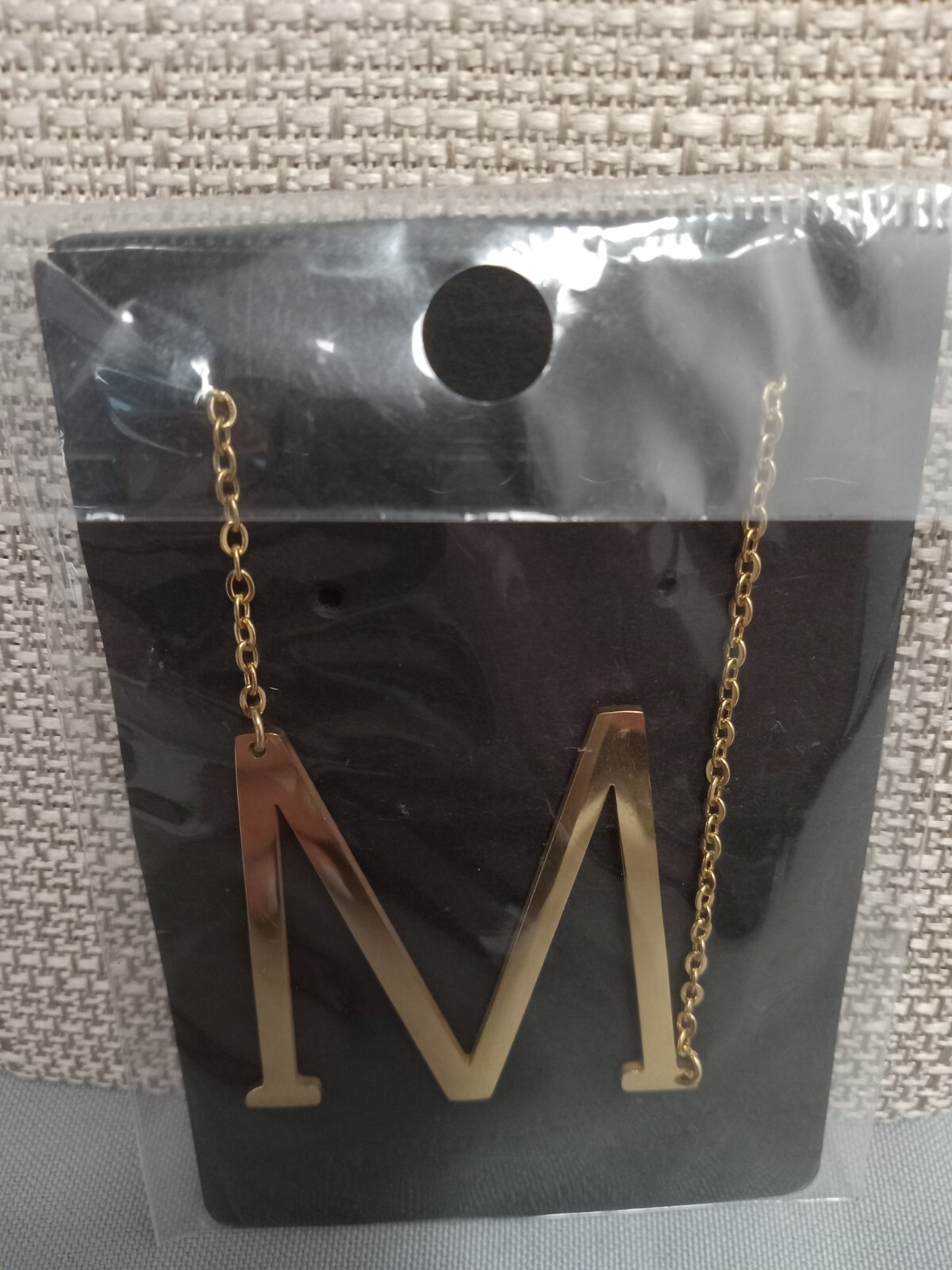 22″ Sideways Initial Letter 18K plated Stainless necklace Gold large charm penda