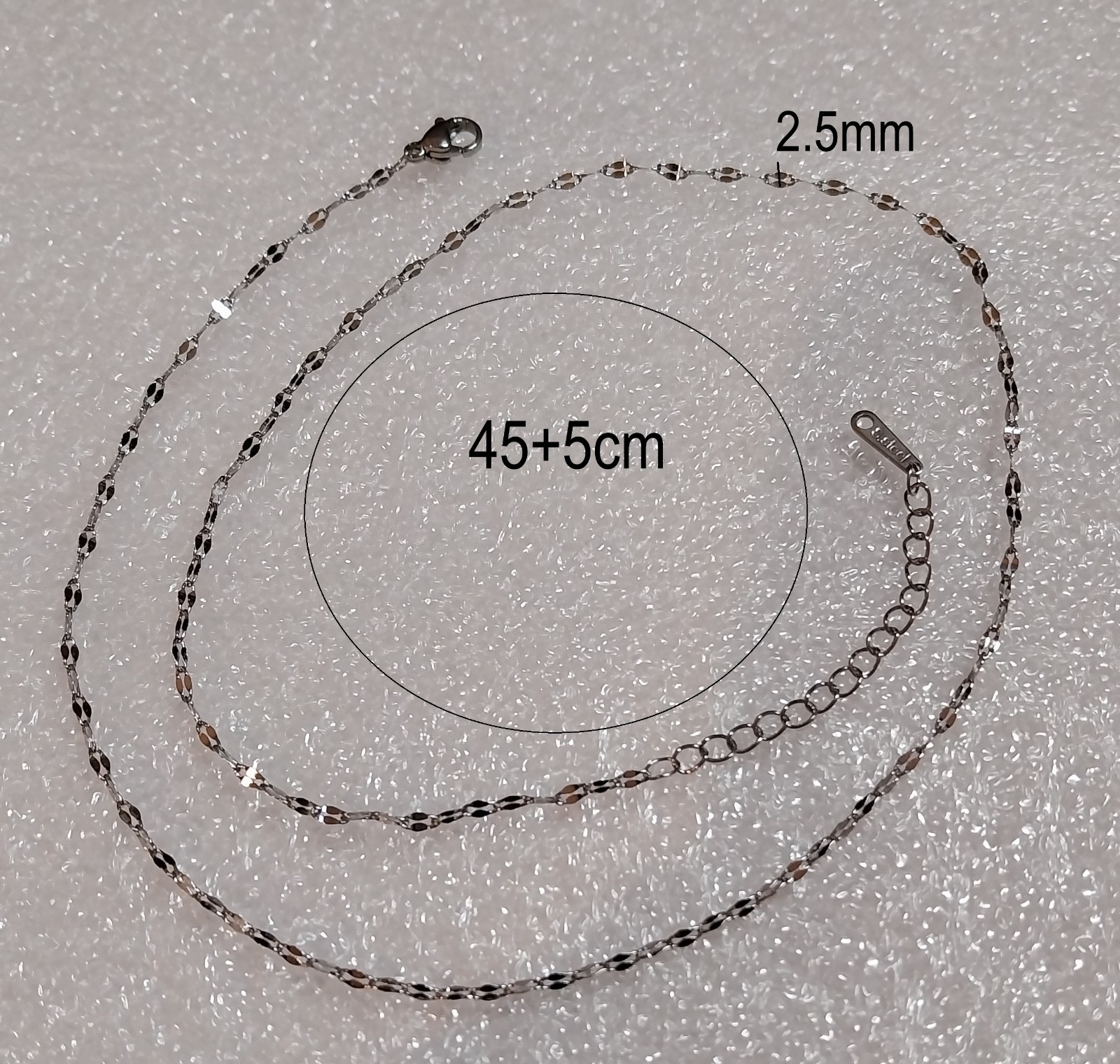 Stainless Steel Shining Chain Necklace 45+5 cm Unisex Lobster Clasp Daily Use