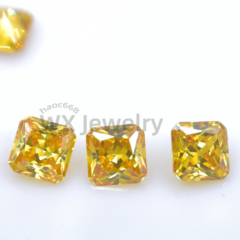 50pcs 3×3-12x12mm Golden Yellow Octangle Loose Cubic Zirconia Synthetic Gems
