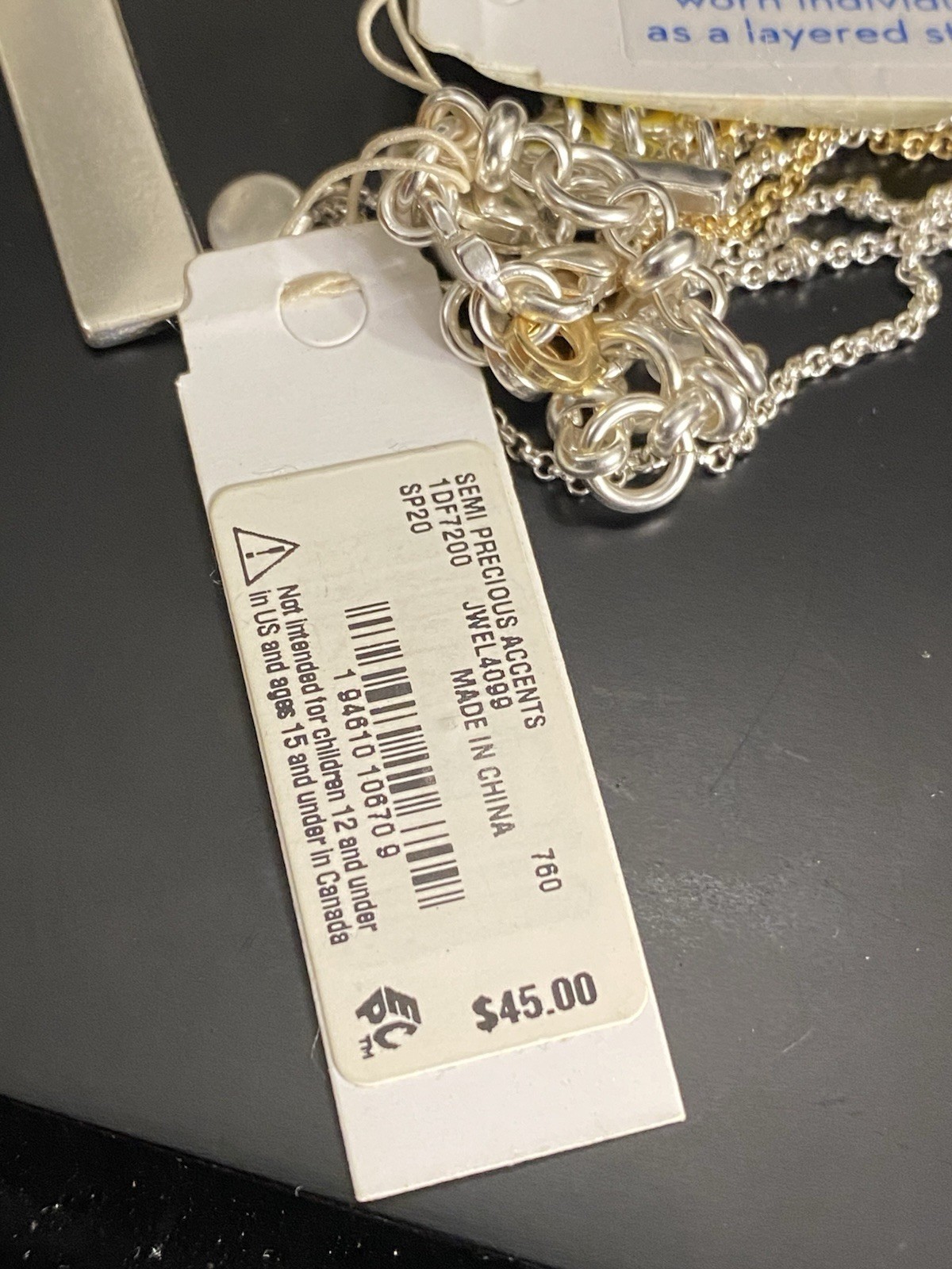 Lucky Brand Layered Necklace Gold Silver Tone Bar Pendant NWT Boho Chic