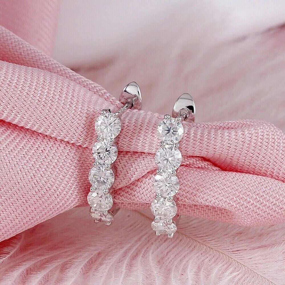 Gorgeous 2.30Ct Round Cut Simulated Diamond Hoop Earring 14K White Gold Plated