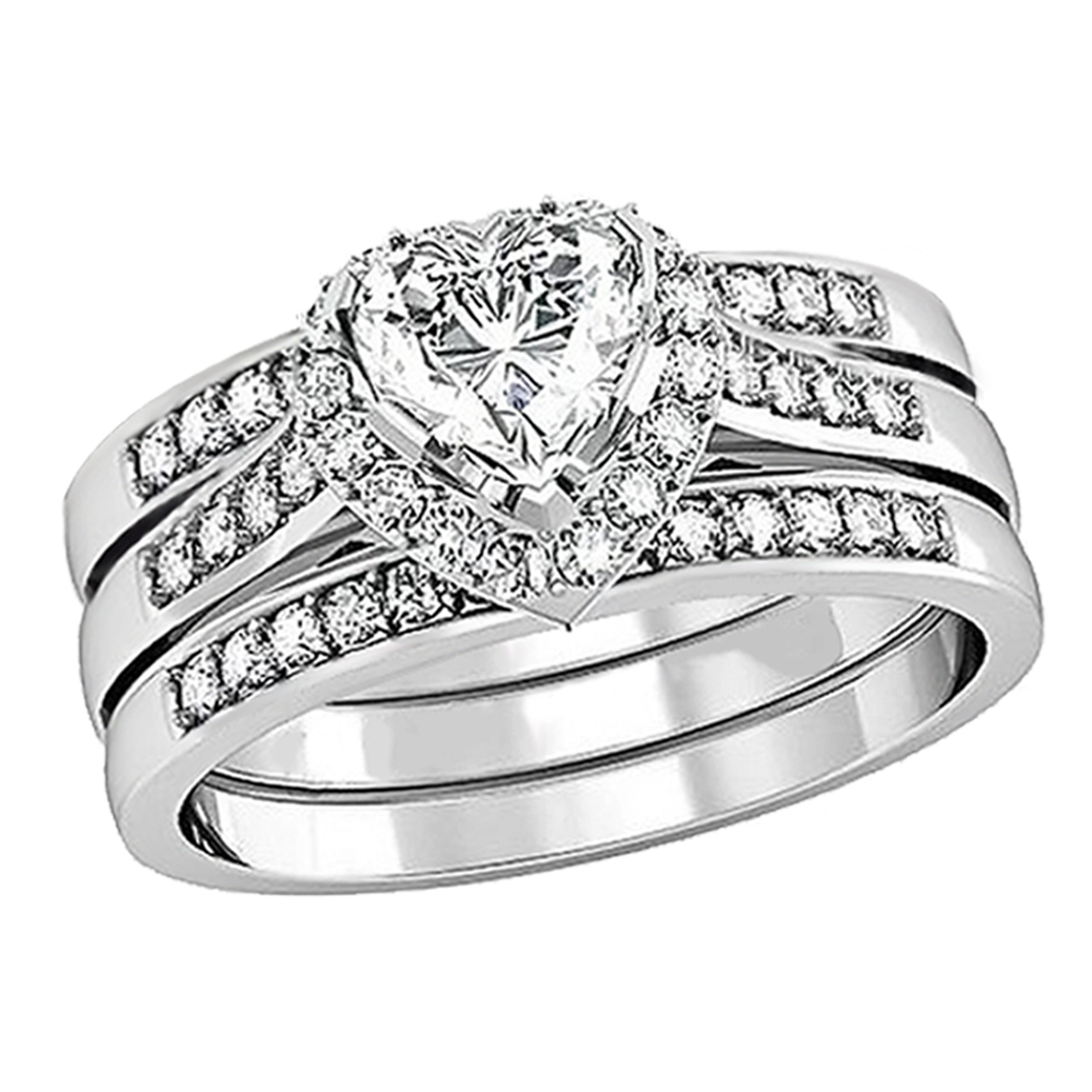 His and Hers Wedding Rings 4 pcs Engagement Sterling Silver Stainless Steel Set