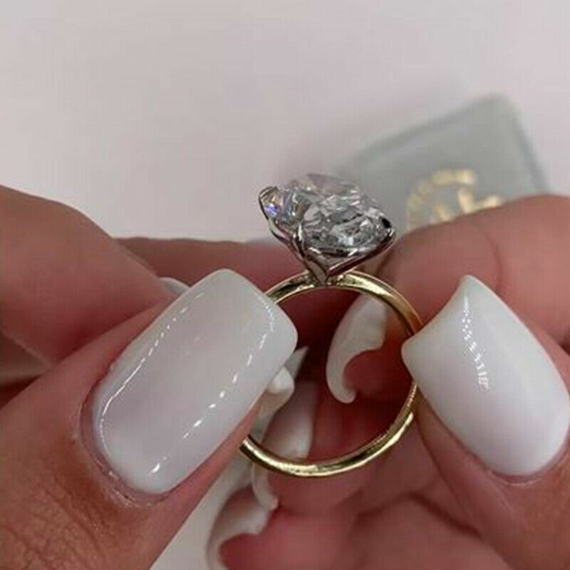 2.70Ct Oval Simulated Moissanite Solitaire Wedding Ring 14K Yellow Gold Plated