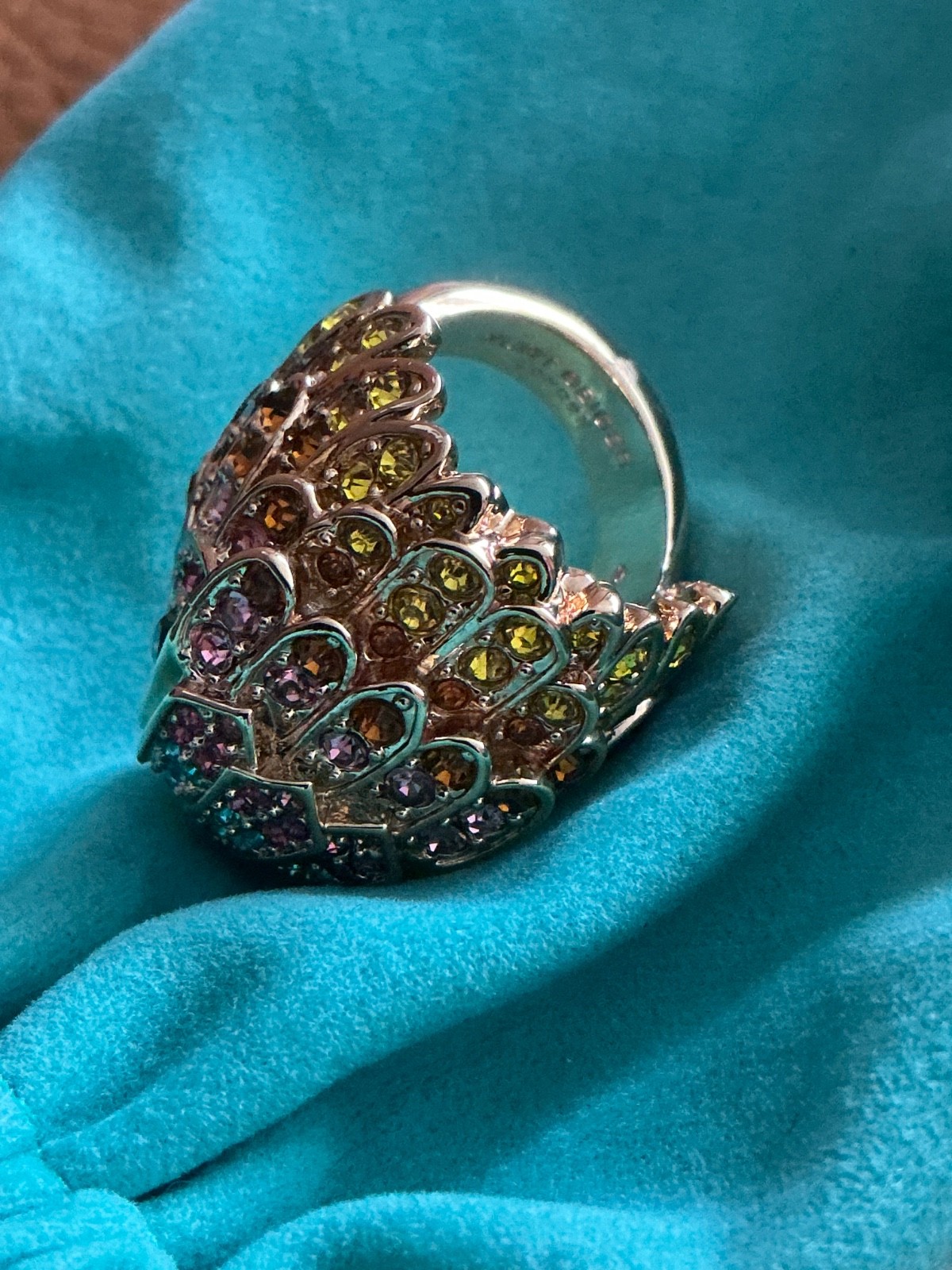Kurt Geiger London Eagle Heart Crystal Pave Cocktail Ring Sz 7 NIB $148 KG pouch