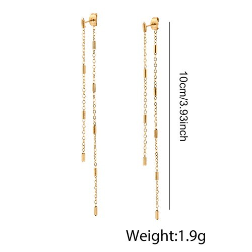 Stainless Steel Earrings Gold Plated Flattened Cross Clamp Chain