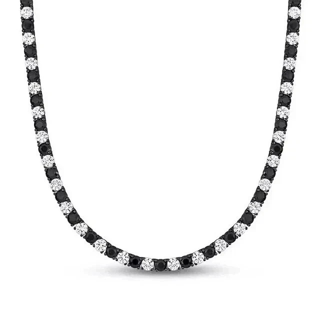 10Ct Round Cut Lab Created Diamond Men’s Tennis Necklace 14K Black Gold Finish