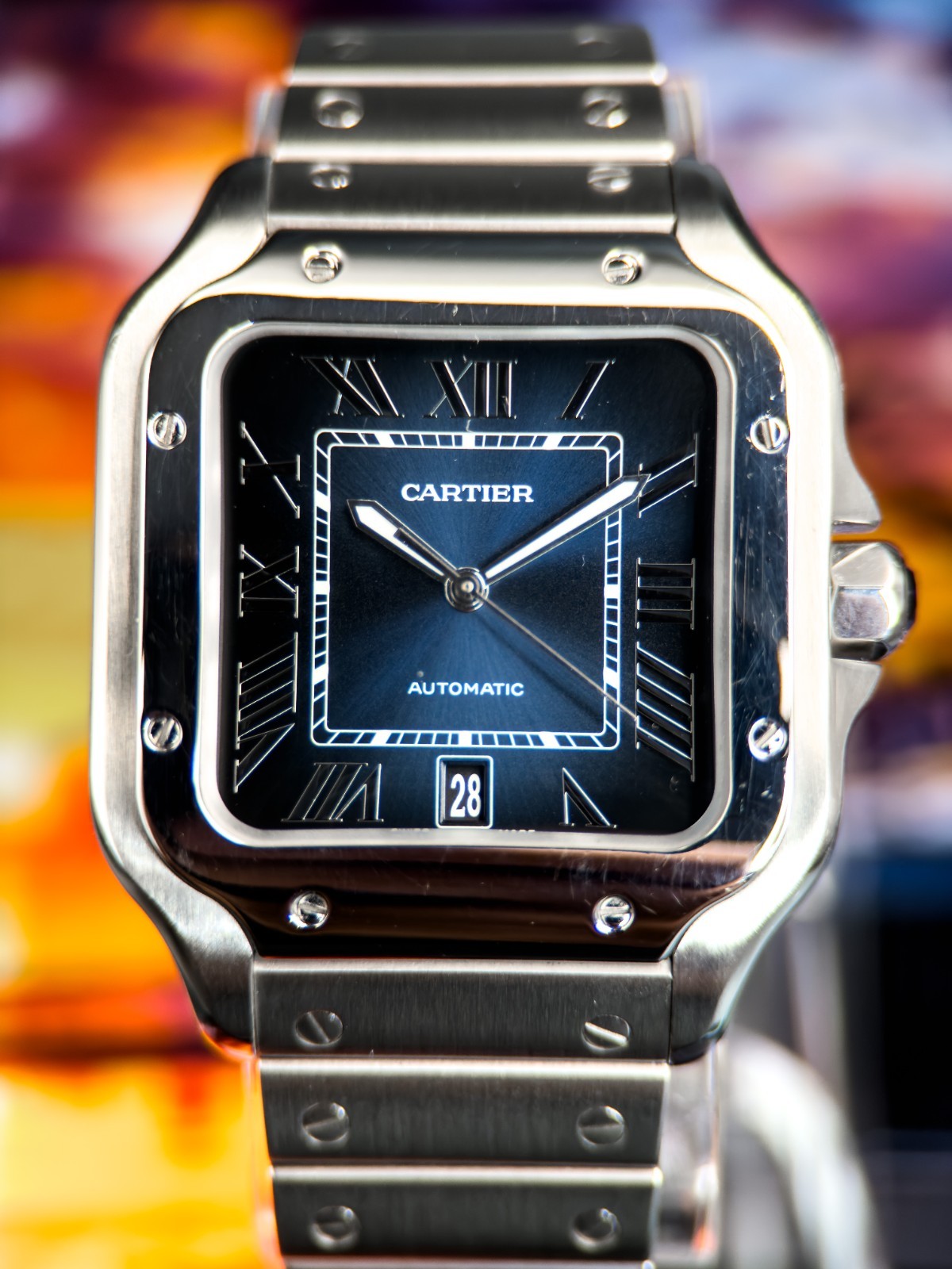 Cartier Santos de Cartier WSSA0013 Large Steel Blue Dial Box Papers 2019
