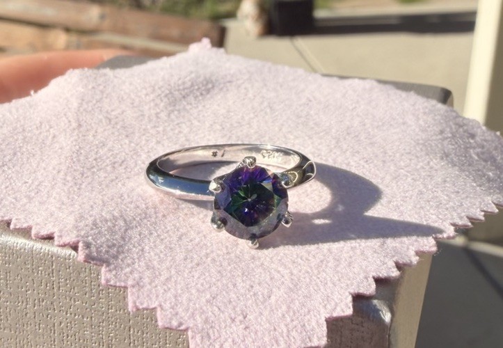 Sterling Silver mystic topaz (8.8×8.7mm) Round ring size 7