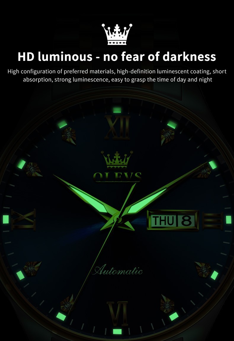 OLEVS 9955 Multi-functiom Date Display Luminous Male Business Mechanical Watch