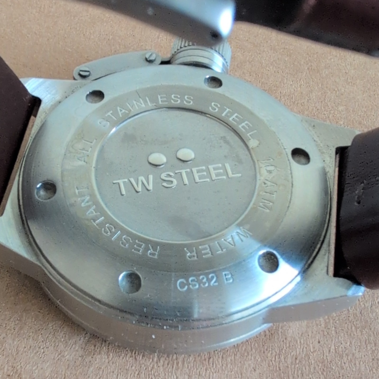 TW Steel Quartz Analog Watch Black Dial Brown Leather Strap [Needs New Battery}