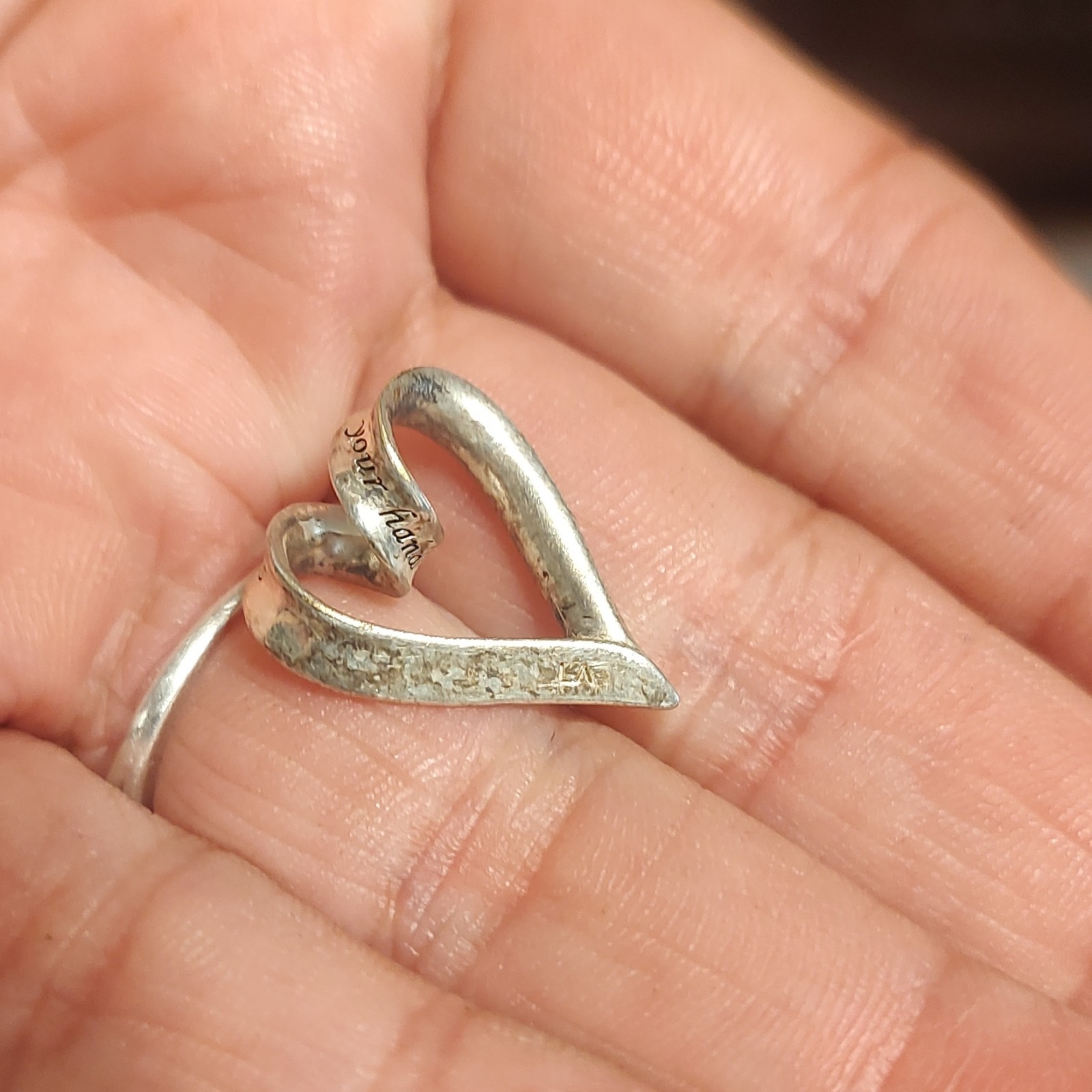 Silver 925 Metal Heart Charm Pendant w/ Bail, Stamped “MEXICO”, No Stone