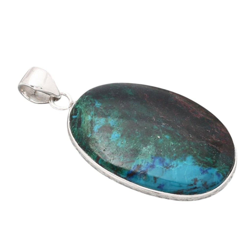 Natural Azurite Chrysocolla 925 Sterling Silver Pendant Jewelry P-1001