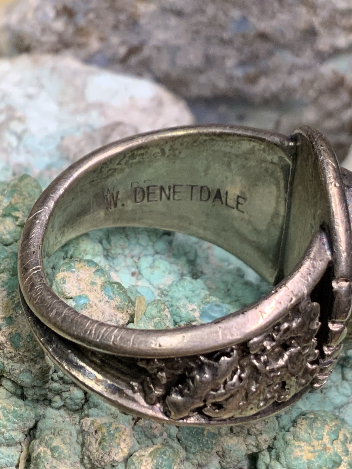Native American Navajo “Will Denetdale” Sterling Silver & Turquoise Ring, 10.7g