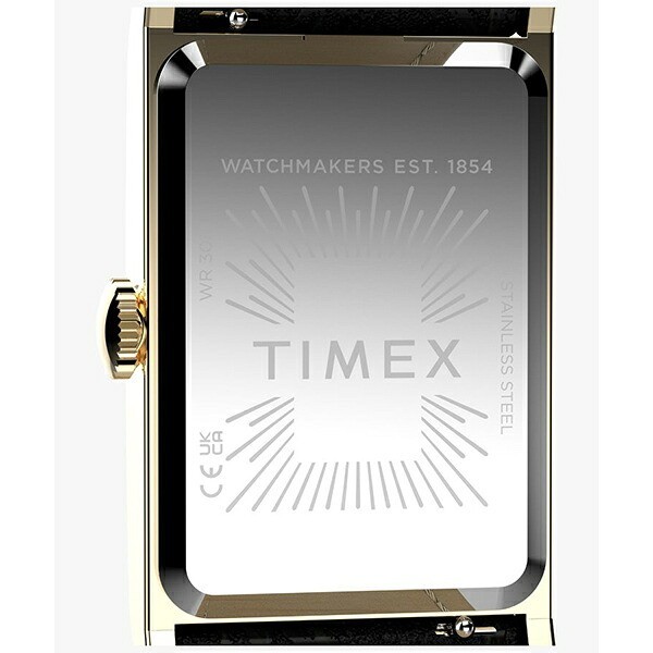 Timex 1976 Lexington Reissue TW2Y56200 Gold Dress Watch Black Leather Strap Box