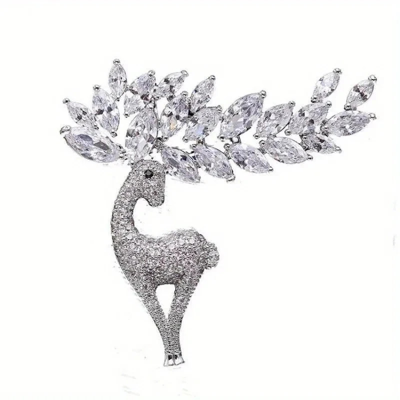 Luxury Gold Reindeer Brooch Pin–Crystal Rhinestone Christmas Jewelry Gift Women
