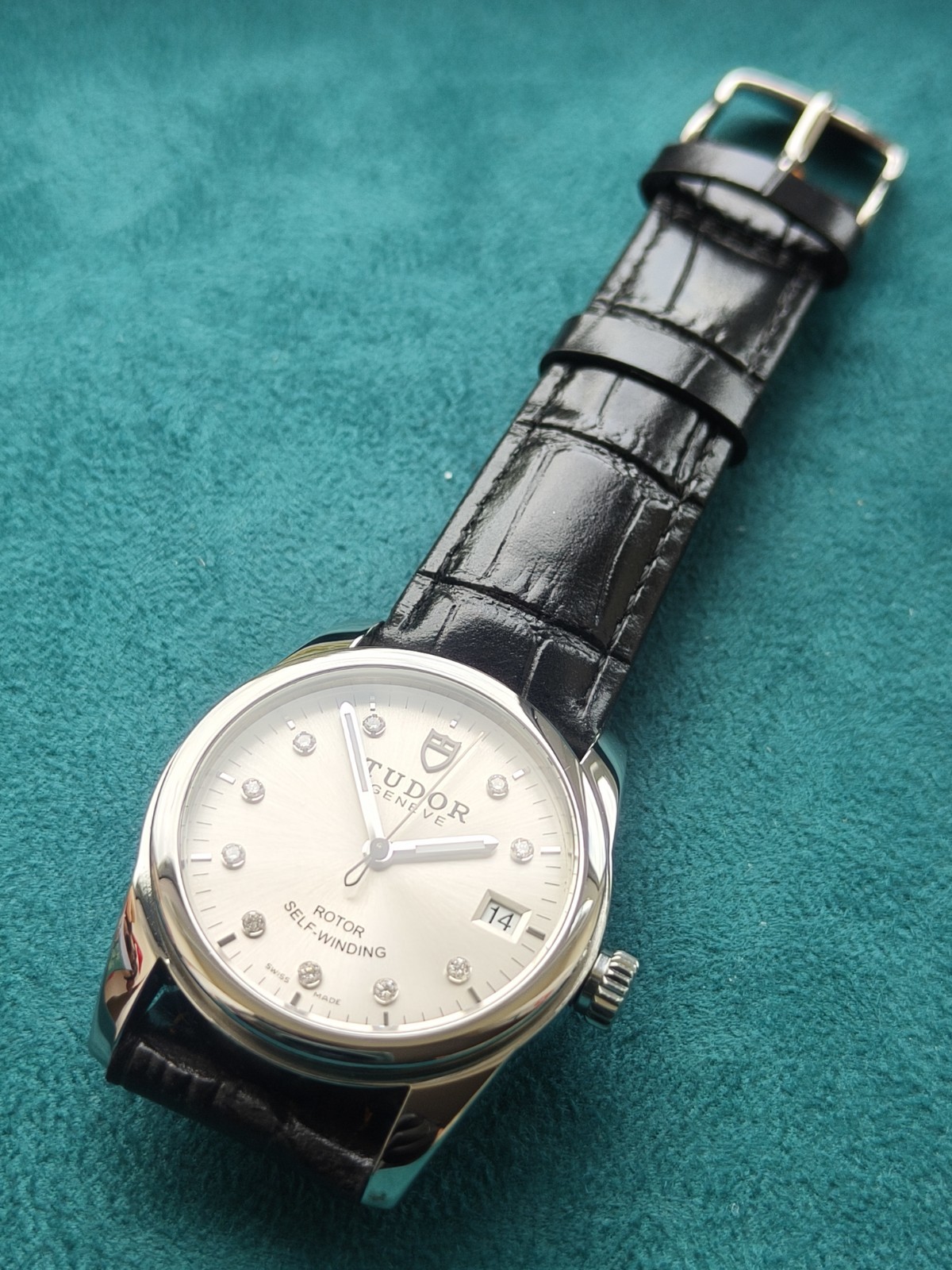 Tudor Glamour Date 55000 Silver Sunray Dial 10 Diamond Dots 36mm Mint Condition