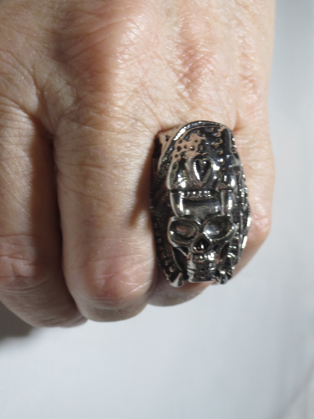 Unique SKULL BIKER RING Size 10 26 Grams Excellent Condition