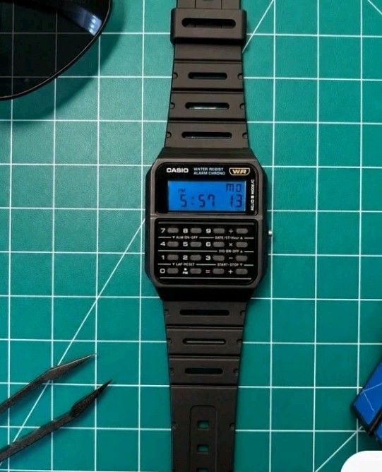 “Code Blue” Custom Casio Calculator Watch Mod CA53W-1