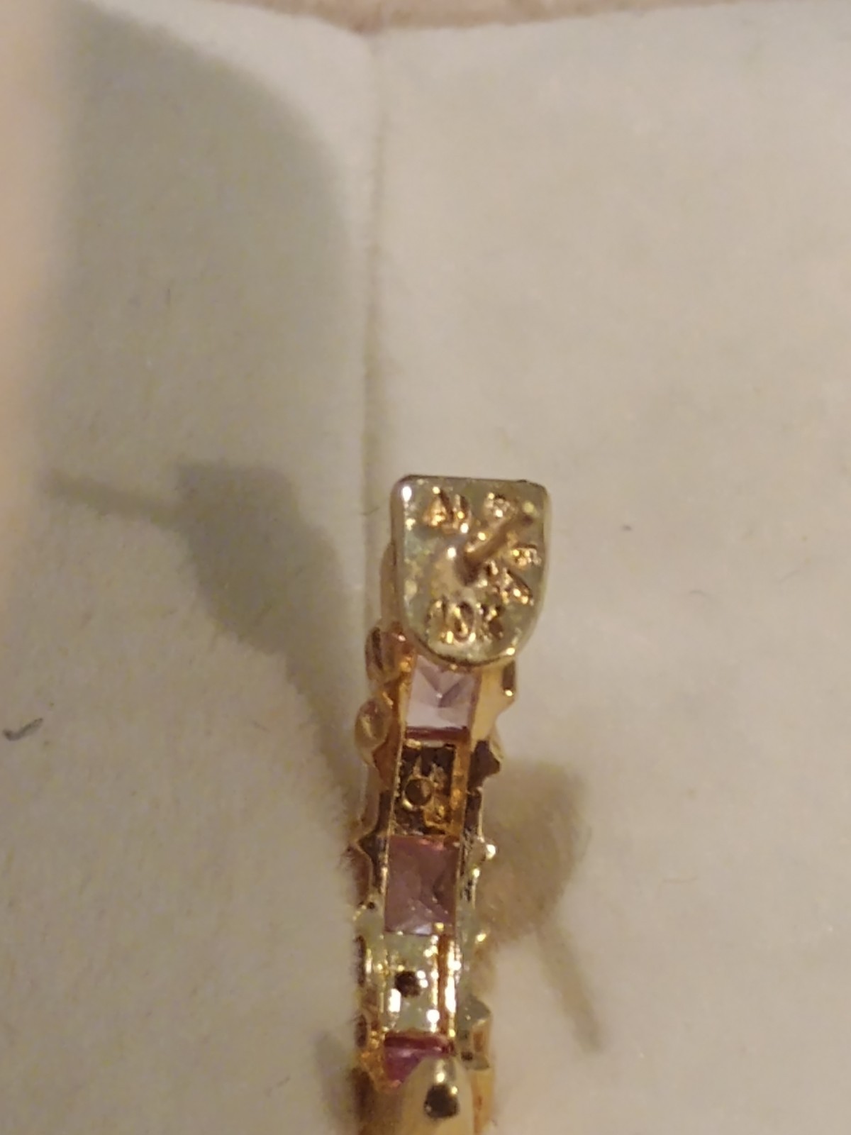 ALWAND VAHAN 10K YELLOW GOLD PINK SAPPHIRE DIAMOND J HOOK EARRINGS 2.4 GRAMS