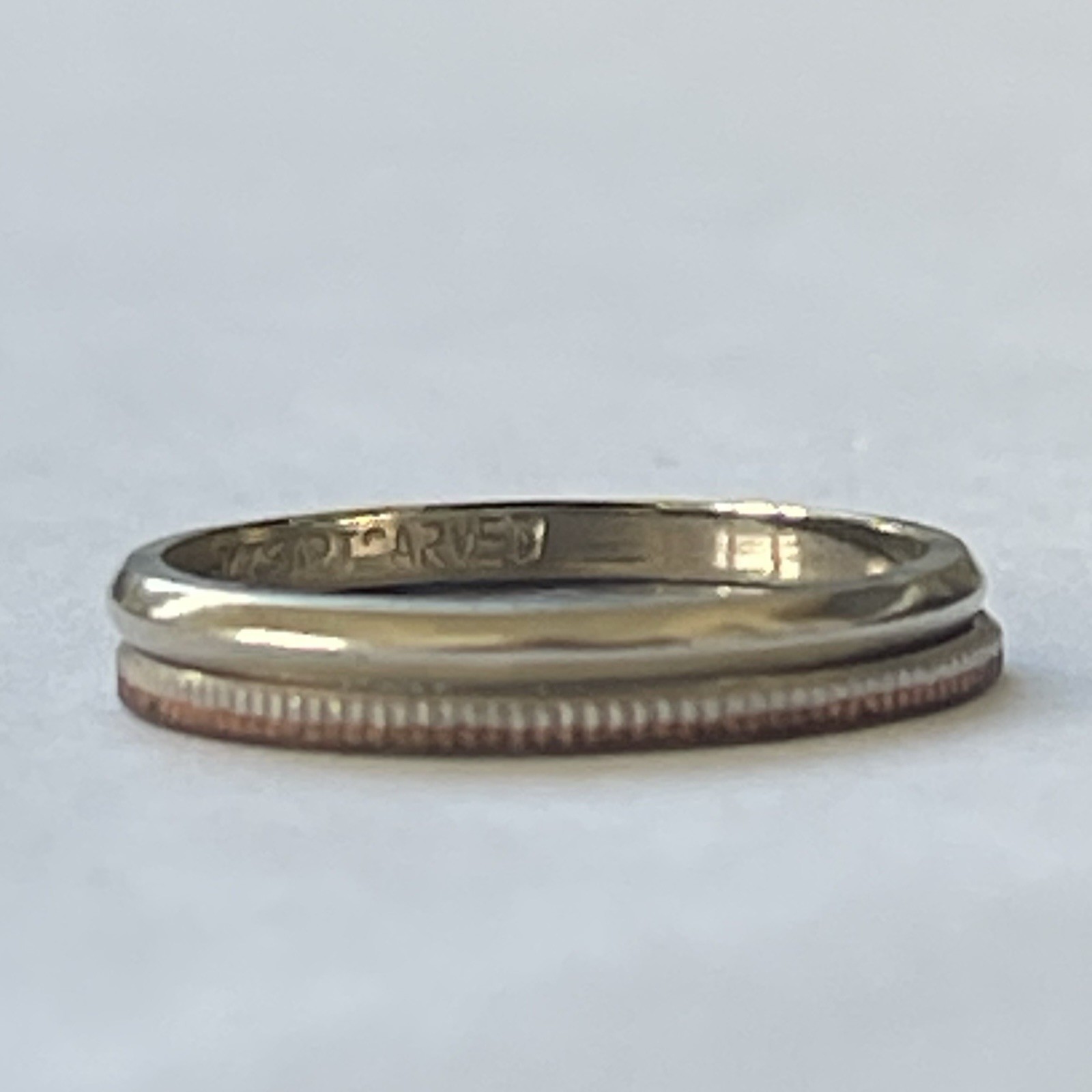 Dainty Minimalist Wedding Band 14k White Gold Plain Ring 1.4mm 1g Size 4.5