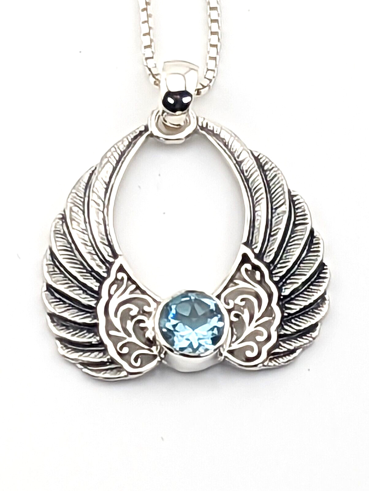 925 Heaven’s Angel Wings with Blue Topaz Necklace