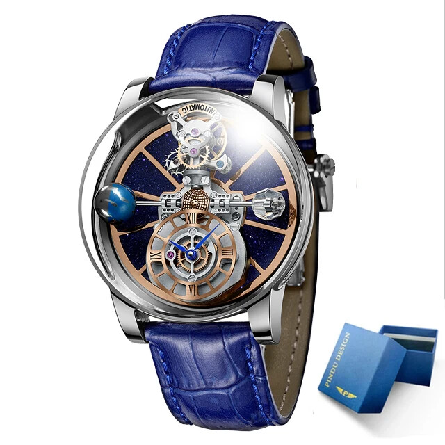 PINDU Design P5015 Men Watches Celestial Tourbillion Astronomi 5ATM Leather