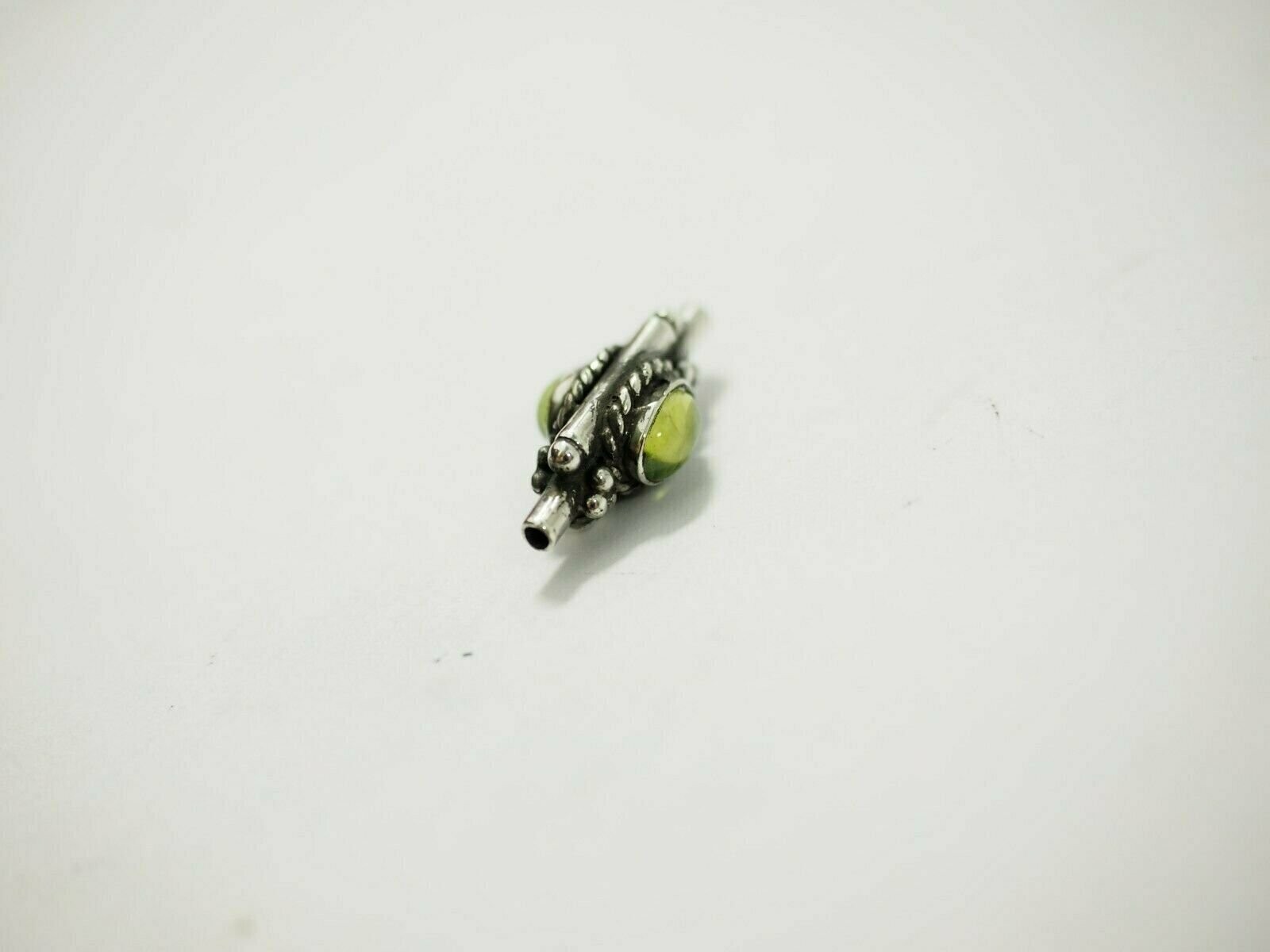 Cute handmade Two Stone Peridot Bali Bead Sterling Silver 18.8mm x 9.2mm