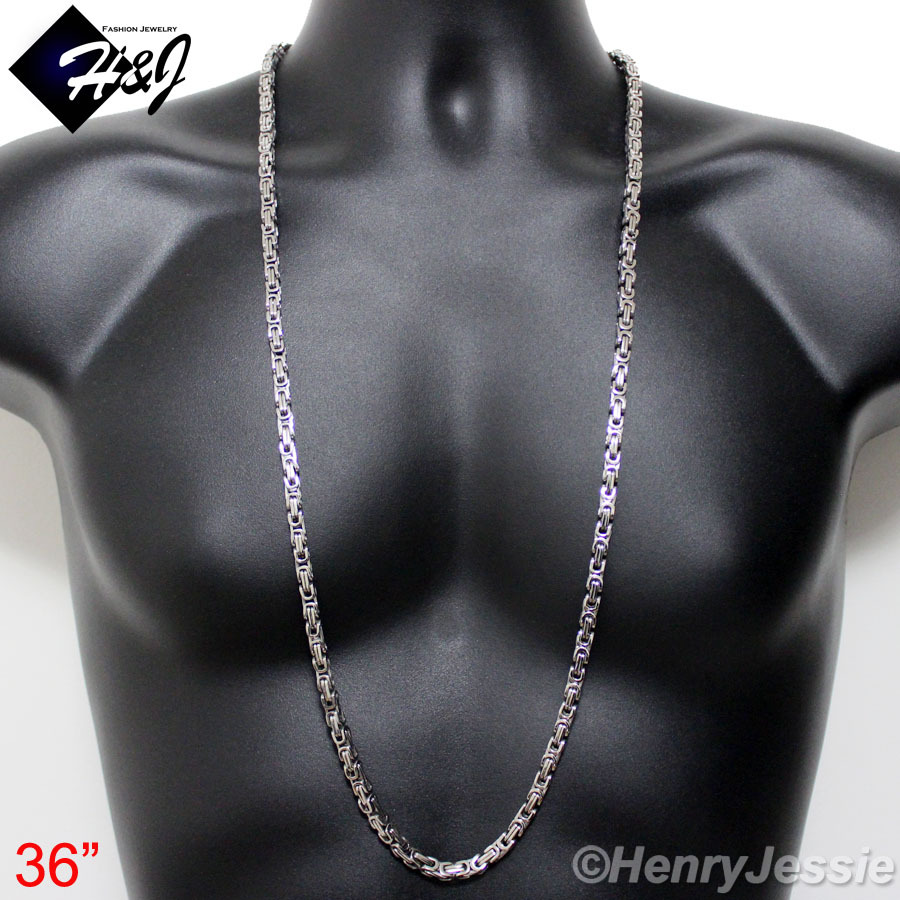 18-40″MEN’s Stainless Steel 6mm Silver Byzantine Box Link Chain Necklace