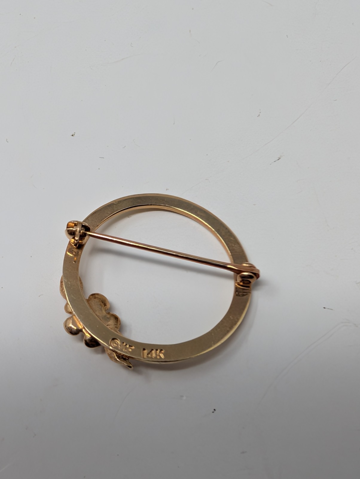 Vintage Flower Diamond Solid 14k Yellow Gold Pin Lapel Brooch 2g JCF