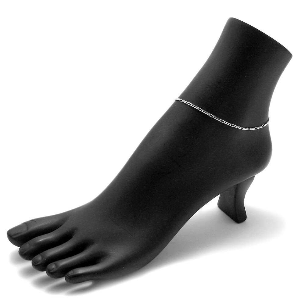 Real 925 Sterling Silver 7″ 8″ 9″ 10″ 11″ 12″ Figaro Anklet or Bracelet 2mm