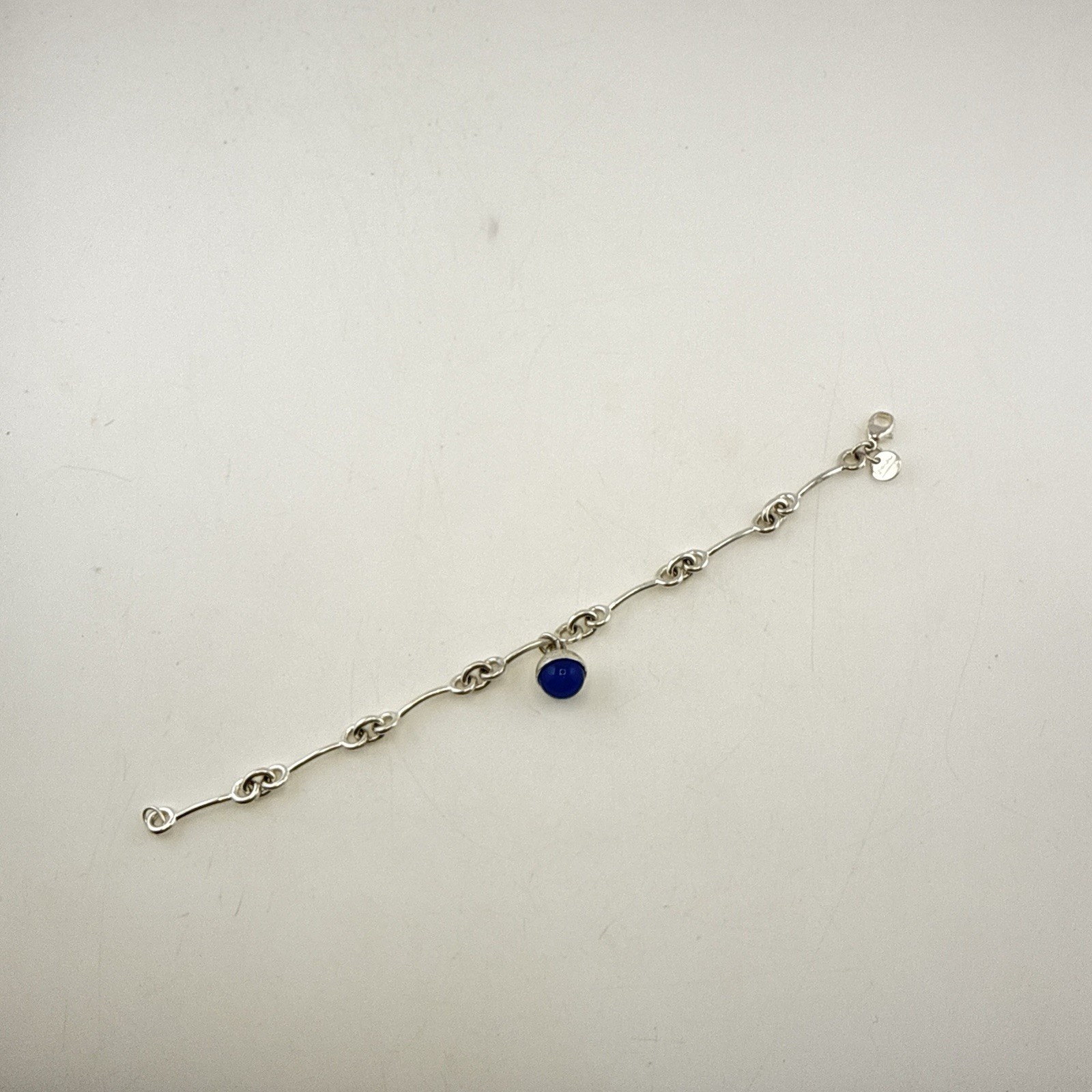 Michael Graves Bracelet Sterling Silver Blue Modernist Link Orb Minimal Artsy