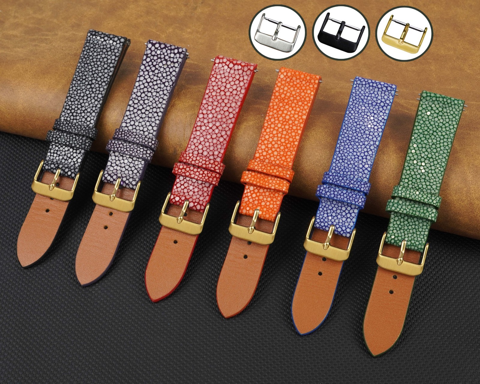 Luxury Stingray Watch Band Men Real Stingray Leather Skin Watch Strap Handmade